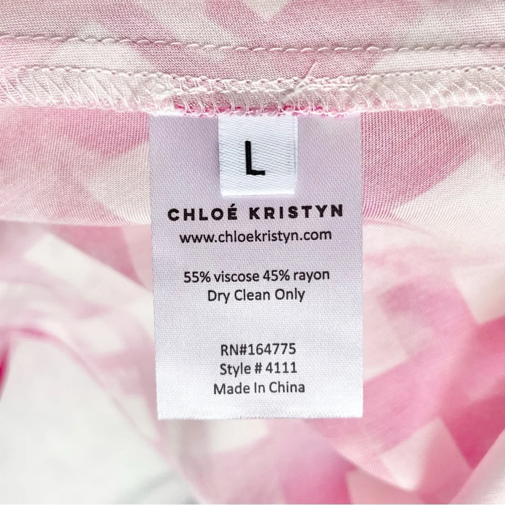 New Chloe Kristyn Gingham Satin Double Strap Cowl Neck Tank Top Pink Size Large - Picture 13 of 16